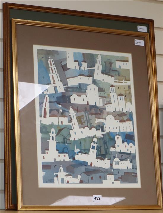 Patricia Bate (20th century), two watercolours, Back Street and Pattern of Churches